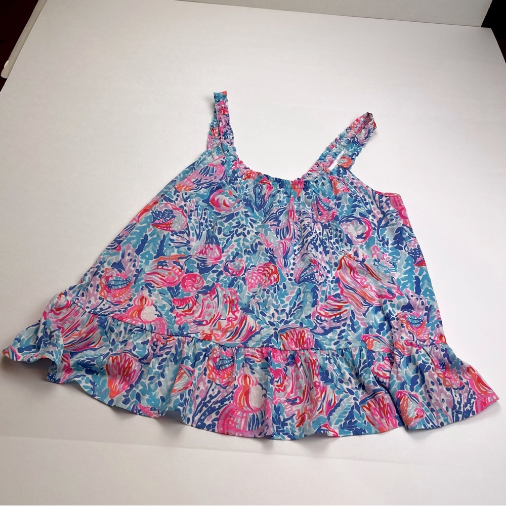 Lilly Pulitzer Womens‎ Size XS Ruffle Tank Top Scoop Neck Blouse Coastal Beach